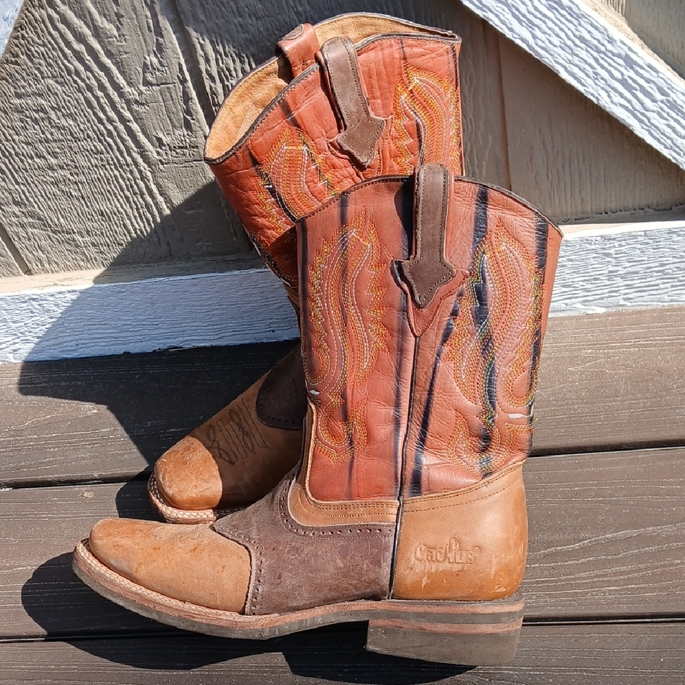 Cactus Men's Two-Tone Brown & Tan Western Work Boots